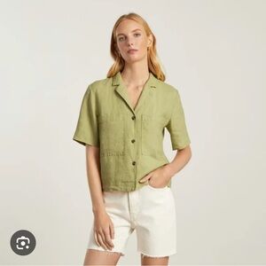 Linen button up workwear shirt